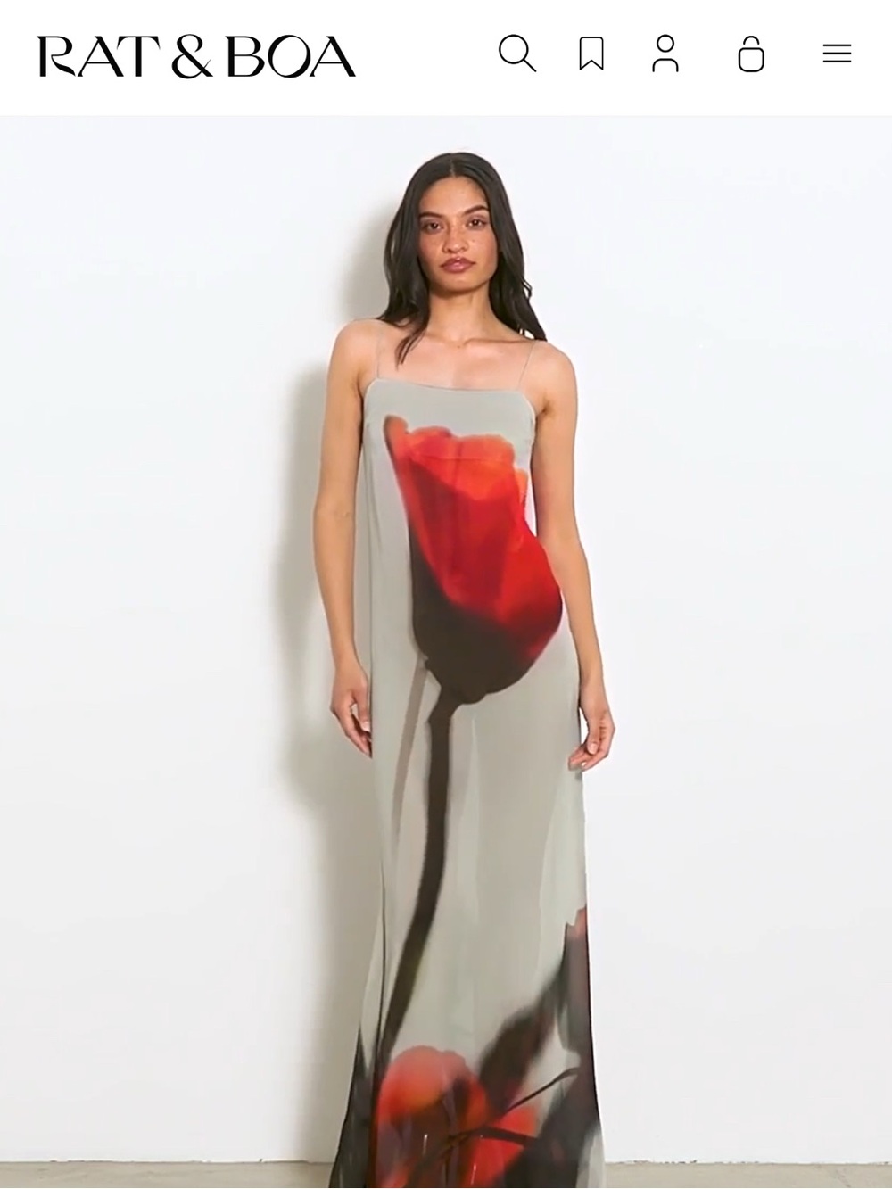 Rat & Boa Strapless Red Floral Print Slip Maxi Dress